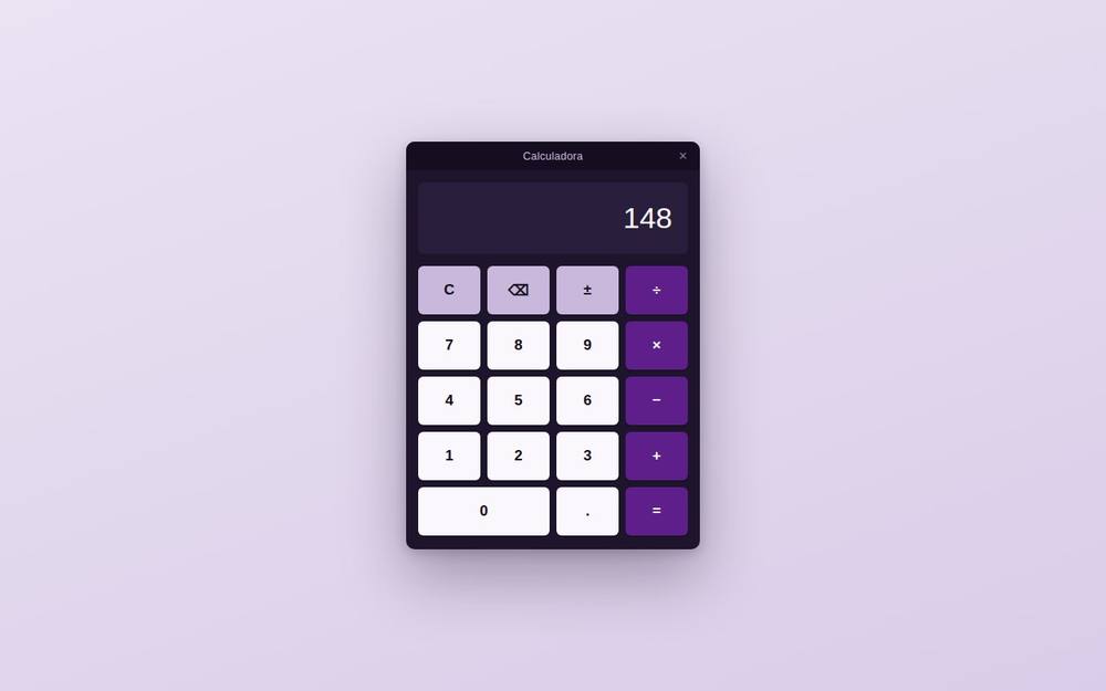 Pré-visualização da interface da Calculadora Swing, com a paleta de marca