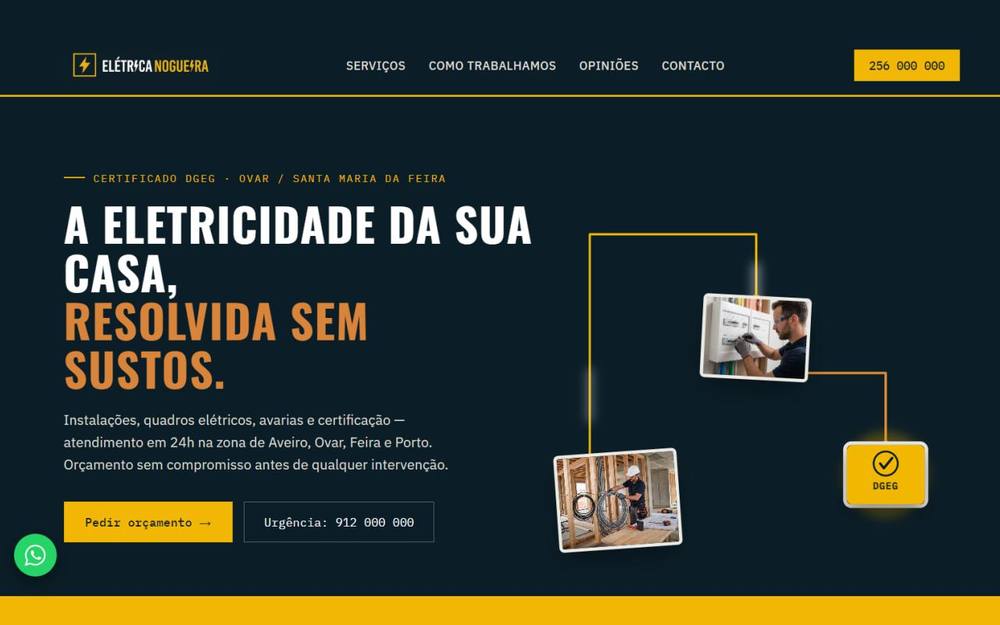 Captura de ecrã — Elétrica Nogueira — Site de Serviços